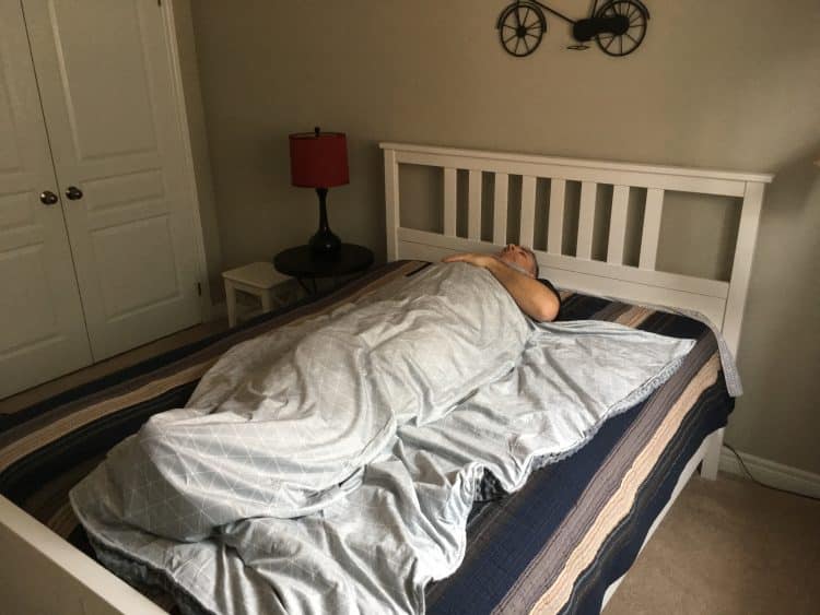 lying down with weighted blanket